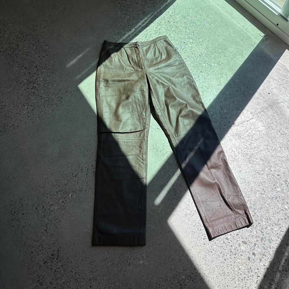 Mix It Women's 8 Pants Chocolate Brown Leather Vintage Straight Leg Pants